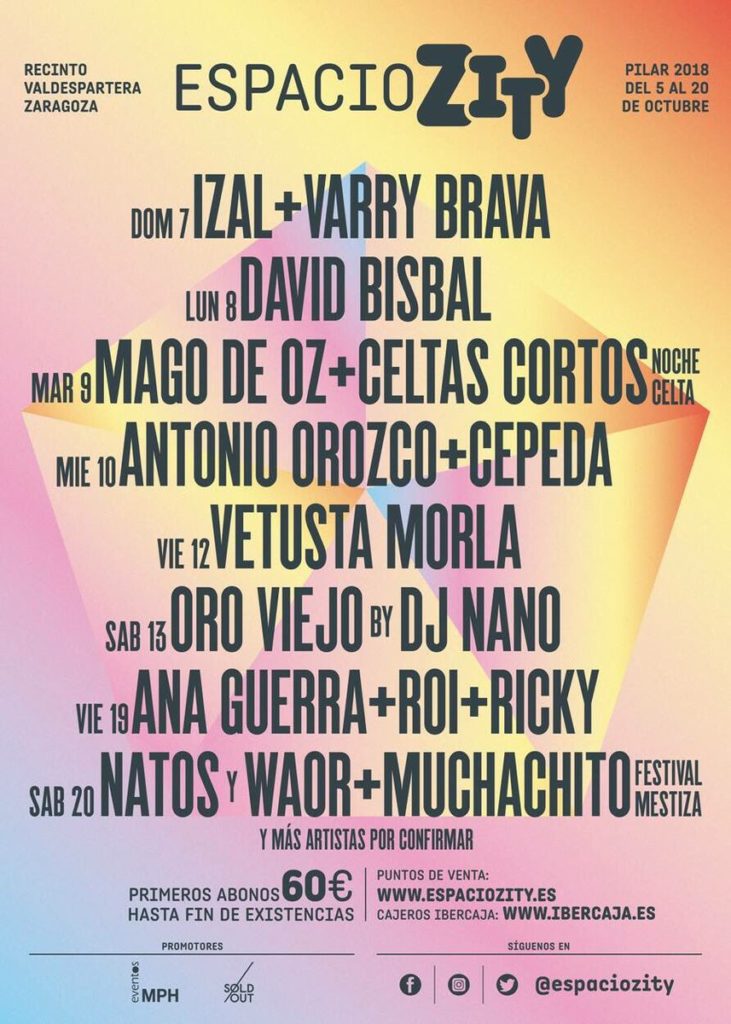 Cartel-conciertos-Espacio Zity Valdespartera Fiestas del Pilar 2018