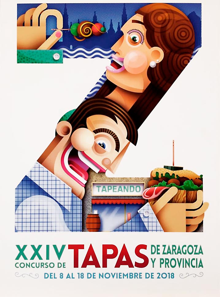 Concurso de Tapas de Zaragoza - Cartel del XXIV Concurso de Tapas de Zaragoza y Provincia 2018 en el que participan 113 establecimientos