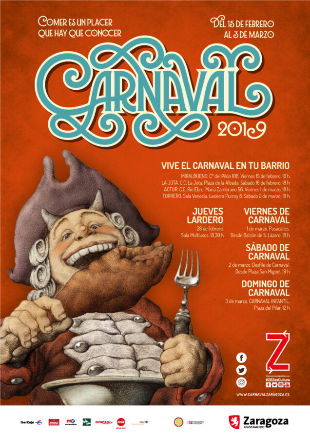Imagen subida a Zaragoza Ciudad - Cartel del Carnaval en Zaragoza 2019 disfruta de los mejores actos en la capital aragonesa
