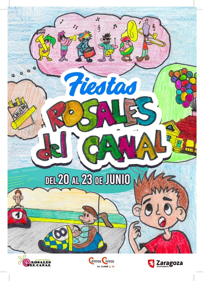 Las fiestas del barrio de Rosales del Canal coinciden con el quemado de las hogueras de San Juan en Zaragoza este 2019