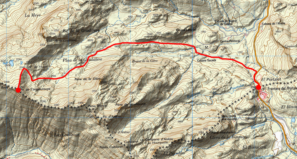 Excursión con raquetas: Pico Canal Roya, mapa