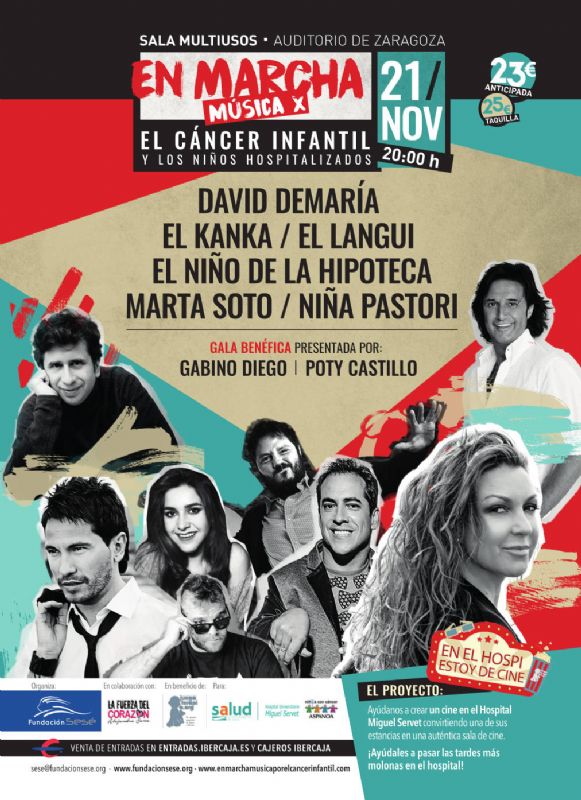 Concierto benéfico contra el cáncer infantil - Cartel de ¡En Marcha! Música x el cáncer y los niños hospitalizados en el Auditorio de Zaragoza