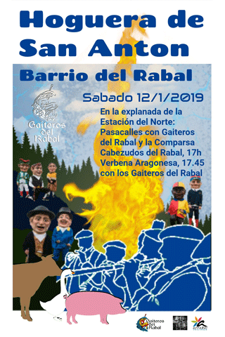 Hogueras de San Antón - Cartel anunciador de la fiesta en el Arrabal (Rabal) el sábado día 12 de enero