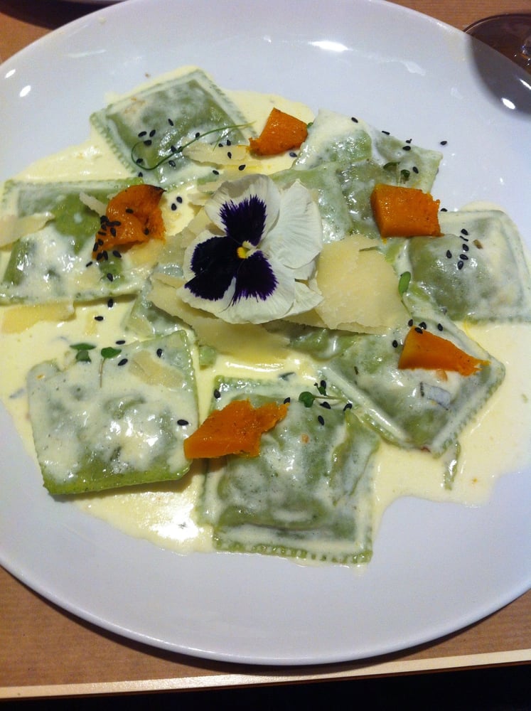 Platos típicos de Zaragoza - Raviolis de Borraja del restaurante vegetariano Baobab, situado en los aledaños de Plaza San Francisco