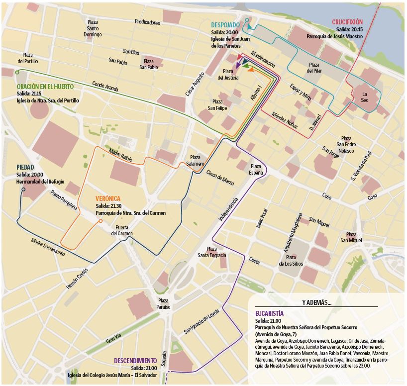 Imagen subida a Zaragoza Ciudad - Programa de Semana Santa en Zaragoza 2019 Recorridos procesiones y va crucis Martes Santo 16 de abril de 2019 en Zaragoza