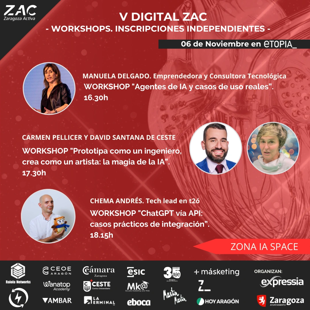Congreso Digital ZAC V: Inteligencia Artificial, creatividad y emprendimiento se dan cita en Zaragoza 2 Imagen subida a Zaragoza Ciudad - WORKSHOPS